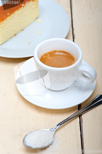 Image of italian espresso coffee and cheese cake