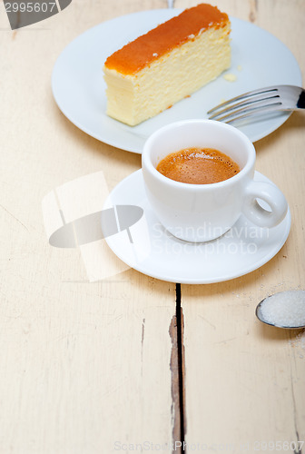Image of italian espresso coffee and cheese cake