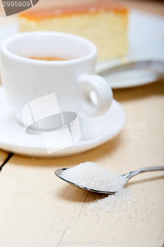 Image of italian espresso coffee and cheese cake