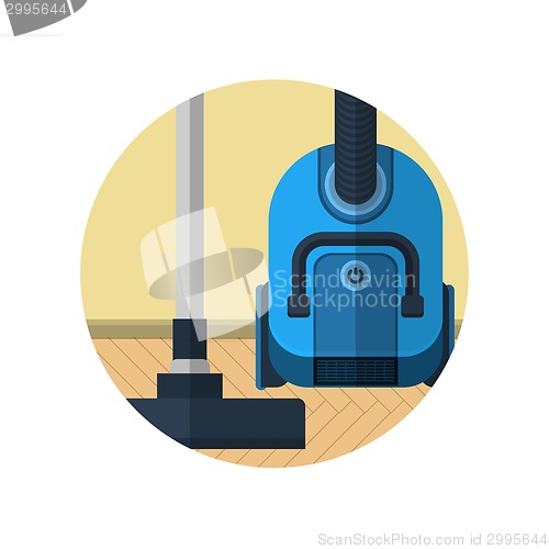 Image of Flat vector icon for vacuum cleaner in room