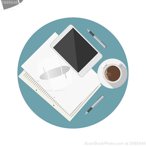 Image of Flat vector icon for blogger work table