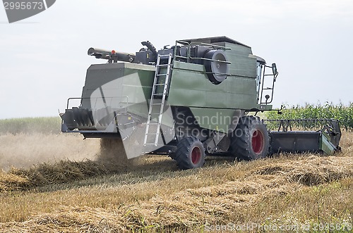 Image of Working combine harvester
