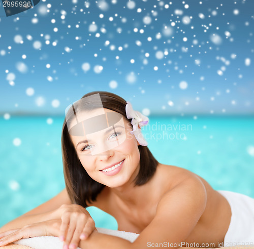 Image of beautiful young woman in spa