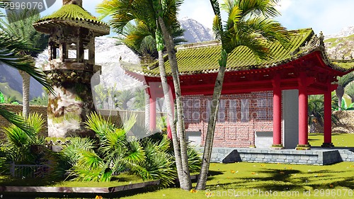Image of Buddhist shrine in the mountains 