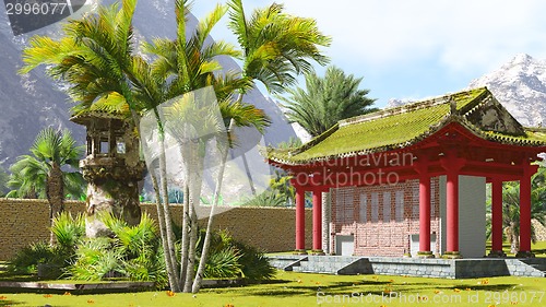 Image of Buddhist shrine in the mountains 