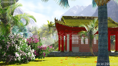 Image of Buddhist shrine in the mountains 