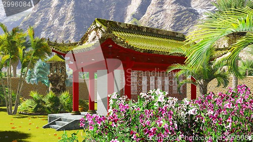 Image of Buddhist shrine in the mountains 