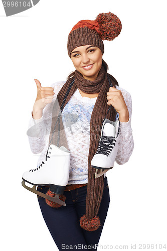 Image of Woman with ice skates