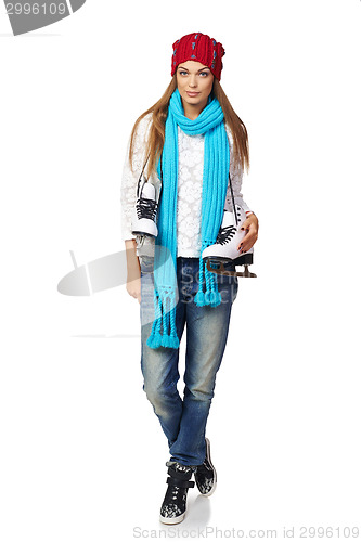 Image of Woman with ice skates