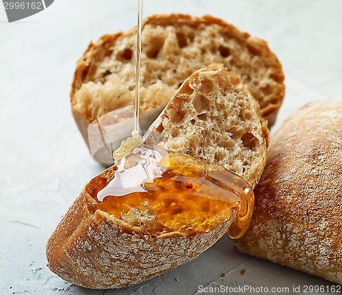 Image of bread with honey
