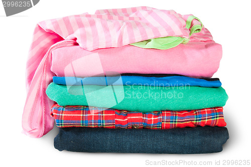 Image of Stacked And Crumpled Multicolored Clothes