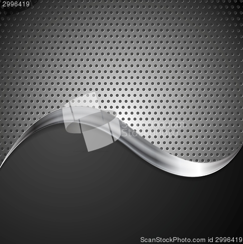 Image of Abstract perforated metal background and steel wave