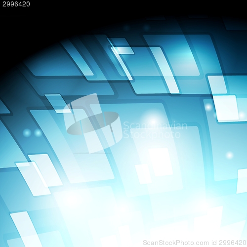 Image of Blue squares tech abstract background