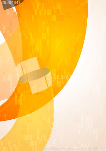 Image of Abstract tech wavy orange background