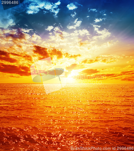 Image of good orange sunset over sea