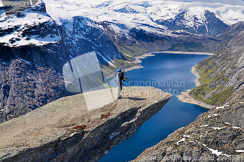 Image of Hiker on Trolltunga in Norway