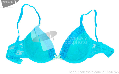Image of Blue bra isolated on white