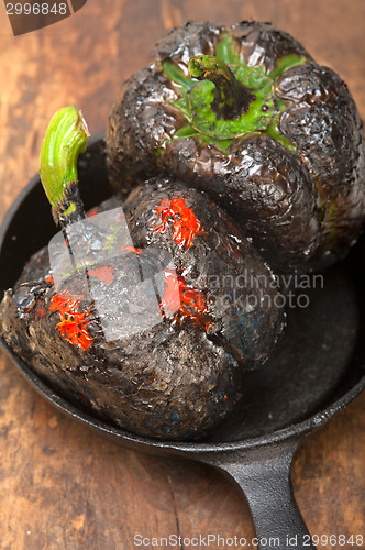 Image of charcol scorched fresh bell peppers