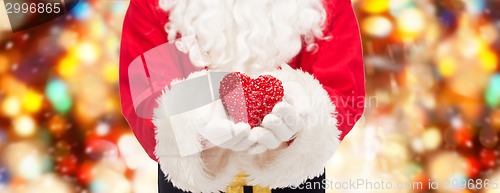 Image of close up of santa claus with heart shape