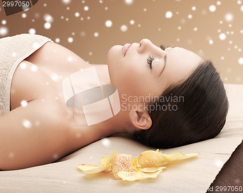 Image of beautiful young woman in spa