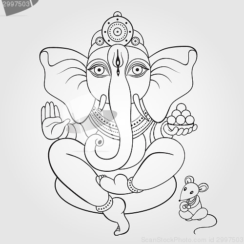 Image of Lord Ganesha Hand drawn illustration.