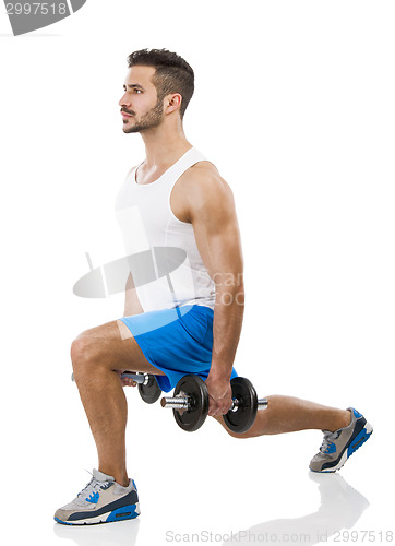 Image of Athletic man lifting weights