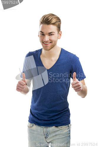 Image of Young man with thumbs up