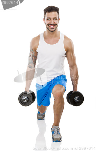 Image of Athletic man lifting weights
