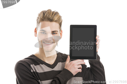 Image of Man holding a tablet