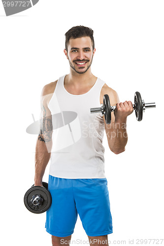 Image of Athletic man lifting weights