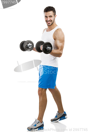 Image of Athletic man lifting weights