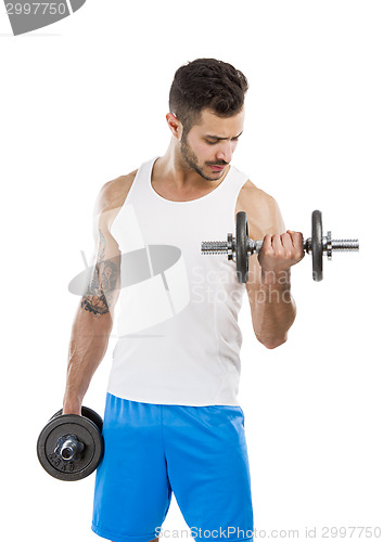 Image of Athletic man lifting weights