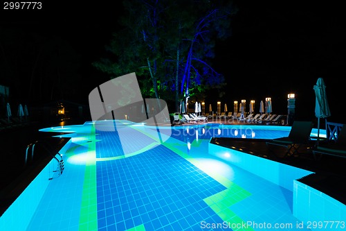 Image of Swimming pool at night