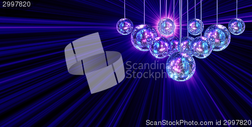 Image of Colorful funky background with mirror disco balls