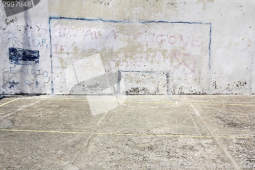 Image of Soccer goals drawn on a wall