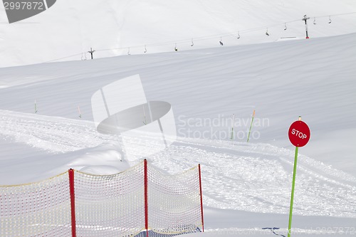 Image of Closed ski slope with stop sign