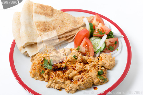 Image of Circassian chicken with salad and bread