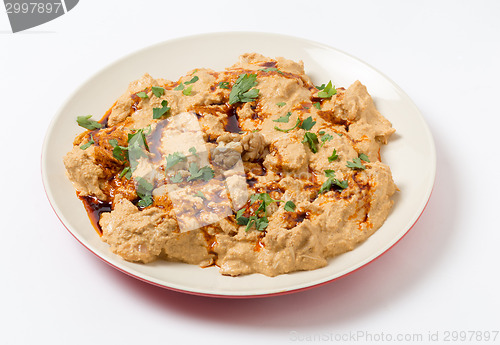 Image of Serving plate of circassian chicken in walnut sauce