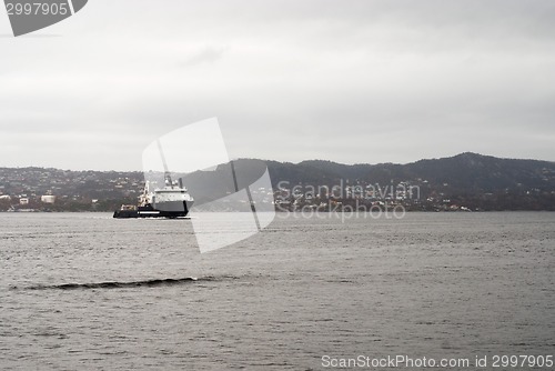 Image of Cargo vessel is coming to port