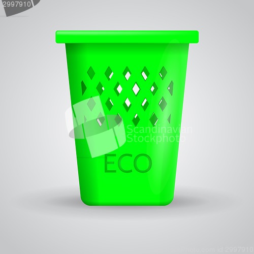 Image of Vector illustration of green eco dustbin