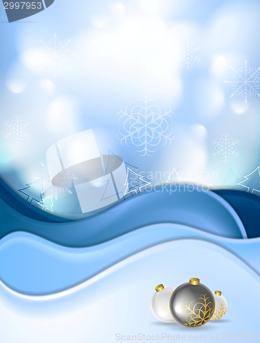 Image of Blue snowdrift and Christmas balls