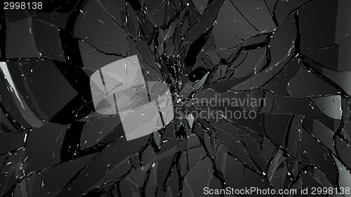 Image of Destructed and Shattered glass on black