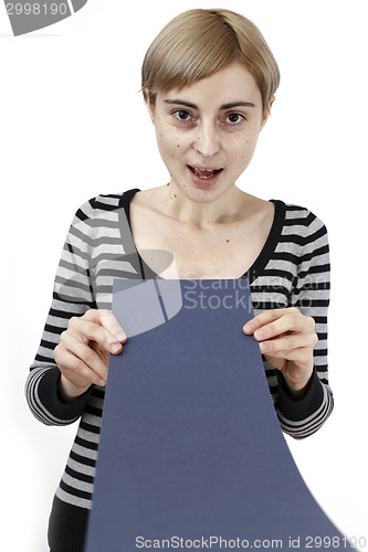 Image of Woman holding a paper