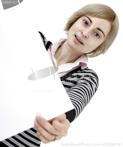 Image of Woman holding a paper