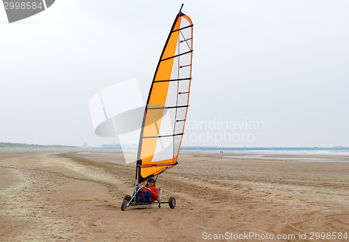 Image of land sailing on the beach in spring