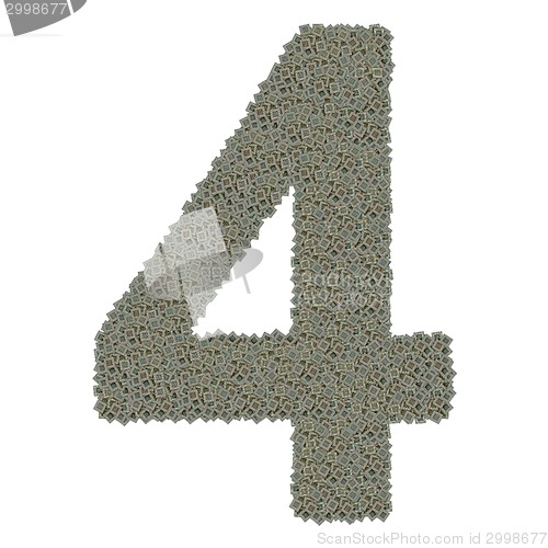 Image of number 4 made of old and dirty microprocessors