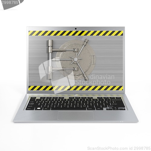 Image of Laptop with a safe lock.