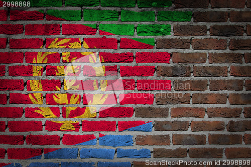Image of Brick wall texture with flag