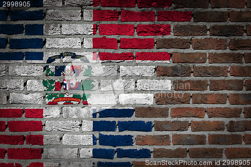 Image of Brick wall texture with flag