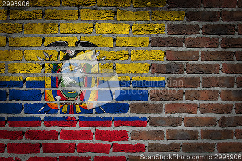 Image of Brick wall texture with flag